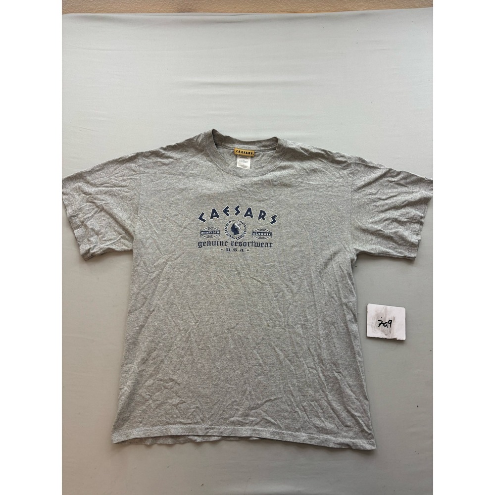 Caesars Genuine Resortwear USA Graphic T-Shirt Gray Mens Large Souvenir Tee